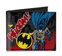 Buckle-Down Mens Canvas Bifold - Batman Action Poses Whoom! Gray/Black/Red Wallet, Multicolor, 4.0 x 3.5 US