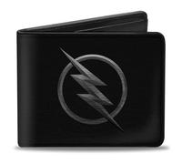 Buckle-Down Men's Reverse Flash Logo Black/Silver Etching Bi-Fold Wallet, Default Size