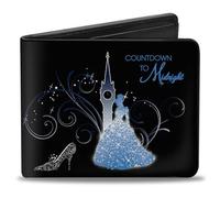 Buckle-Down Men's Disney Wallet, Bifold, Cinderella Countdown to Midnight Pumpkin Coach Blues White, Vegan Leather, 4.0" x 3.5", Cinderella, 4.0" x 3.5", Disney Wallet, Bifold, Cinderella Countdown to