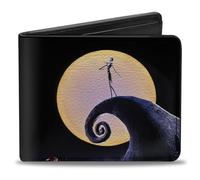 Buckle-Down Men's Disney Wallet, Bifold, Nightmare Before Christmas Jack Full Moon Pose Pumpkin Patch, Vegan Leather, Multicolor, Standard Size, Multicolor, Default Size