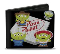 Buckle-Down Men's Disney Wallet, Bifold, Pizza Planet Aliens Toy Story Character Cosplay, Vegan Leather, Pixar Studios Collection, 4.0" x 3.5", Pixar Studios Collection, 4.0" x 3.5", Disney Wallet,