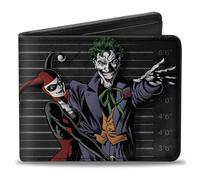 Buckle-Down mens Harley Quinn Hugging Joker Pose/Lineup Grays Bi Fold Wallet, Multicolor, Default Size UK