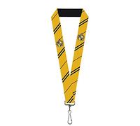Buckle-Down Men's Lanyard-1.0"-Hufflepuff Crest/Stripe Yellow/Black Key Chain, Multi, One Size