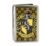 Buckle-Down Men's Metal Wallet-Hufflepuff Crest Fcg Golds/Black, Multi, One Size