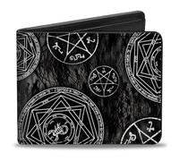 Buckle-Down Men's PU Bifold Wallet-Supernatural Devil's Trap Pentagrams Grays/Black/White, Multicolor, 4.0" x 3.5", Multicolor, 4.0" x 3.5", Pu Bifold Wallet - Supernatural Devil's Trap