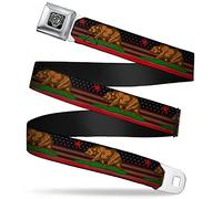 Buckle-Down Men's Seatbelt Belt California XL, Cali Bear/Star/Stripe/Us Flag Stretch, 1.5" Wide-32-52 Inches