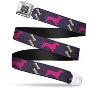 Buckle-Down Men's Seatbelt Belt Dog Regular, Dachshunds & Bones Purple/Fuchsia/Green, 1.5" Wide, 24/38" Long