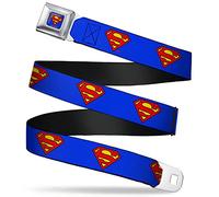 Buckle-Down Men's Seatbelt Superman Shield Blue Wide-32-52 Inches in Length Belt, Multicoloured, 1.5" Wide, 32/52" Long