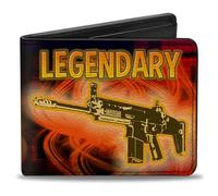 Buckle-Down Men's Standard Wallet, Bifold, Legendary Ar Flames Black Oranges Yellows, Vegan Leather, Multicolor, One-Size, Multicolor, One Size, Wallet, Bifold, Legendary Ar Flames Black