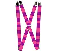 Buckle-Down Men's Suspenders - Cheshire Cat Stripe Pink/Purple Suspenders, Multi, One Size UK