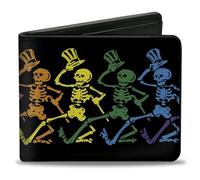 Buckle Down Men's Wallet Dancing Skeletons Black/Multi Color Bi-Fold, One Size