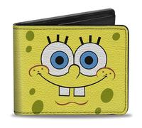 Buckle-Down Men's Wallet Sponge Bob Face Close-up Yellows Bi-Fold, Multicolor, 4.0" x 3.5"