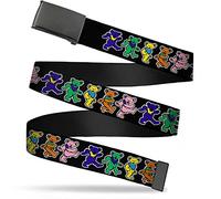 Buckle Down Men's Web Belt Grateful Dead 1.25", Dancing Bears Black/Multi Color, One Size