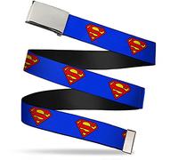 Buckle-Down Men's Web Belt-Superman Shield Blue, Multicolor, One Size