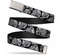 Buckle-Down Men's Web Belt Thaneeya Sugar Skulls 1.5", Multicolor, Wide/Fits up to 42" Pant Size
