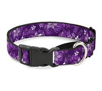 Buckle-Down MGC-W30877-M Hibiscus Collage Purple Shades Martingale Dog Collar, Medium