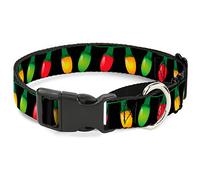Buckle-Down MGC-W35570-S Martingale Plastic Clip Collar-Christmas Lights Black/Multi-Color, 1" x9-15