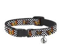 Buckle-Down Monarch Butterfly Scatter, Breakaway Cat Collar with Bell, Plastic Clip, Easy Adjustable,8.5 to 12"-0.5" Wide