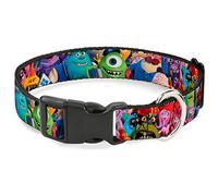Buckle Down Monsters University Monsters Stacked Plastic Clip Collar, Narrow Small/6-9
