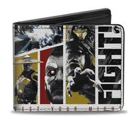 Buckle-Down Mortal Kombat Wallet, Bifold, Mortal Kombat Fight Character Pose Blocks White Multi Color, Vegan Leather