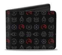 Buckle-Down Mortal Kombat Wallet, Bifold, Mortal Kombat Fighter Icons Monogram Black Gray Red, Vegan Leather