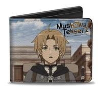 Buckle-Down Mushoku Tensei Jobless Reincarnation Wallet, Bifold, Mushoku Tensei Fitz Pointing and Rudeus Greyrat Scene, Vegan Leather