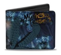 Buckle-Down Mushoku Tensei Jobless Reincarnation Wallet, Bifold, Mushoku Tensei Manatite Hydra Magic Crystal Scene Blues, Vegan Leather