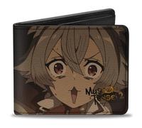 Buckle-Down Mushoku Tensei Jobless Reincarnation Wallet, Bifold, Mushoku Tensei Pursena Adollia and Linia Dedoldia Close Up, Vegan Leather