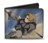 Buckle-Down Mushoku Tensei Jobless Reincarnation Wallet, Bifold, Mushoku Tensei Rudeus Greyrat Action Scene and Title Logo, Vegan Leather