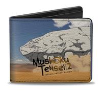 Buckle-Down Mushoku Tensei Jobless Reincarnation Wallet, Bifold, Mushoku Tensei Rudeus Greyrat Desert Journey Scene and Logo, Vegan Leather