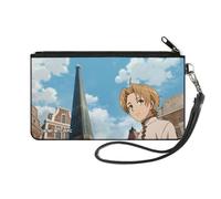 Buckle-Down Mushoku Tensei Jobless Reincarnation Wallet, Zip Clutch, Mushoku Tensei Rudeus Greyrat Academy Campus Scene, Canvas, S, Casual