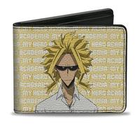 Buckle-Down Crunchyroll Wallet, Bifold, My Hero Academia All Might Pose and Title Logo Yellow White, Vegan Leather, Yellow, 4.0" x 3.5", Casual