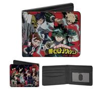 Buckle-Down My Hero Academia Wallet, Bifold, My Hero Academia Eight Character Group Pose and Logo Red, Vegan Leather
