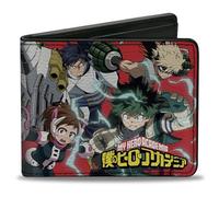 Buckle-Down My Hero Academia Wallet, Bifold, My Hero Academia Eight Character Group Pose and Logo Red, Vegan Leather