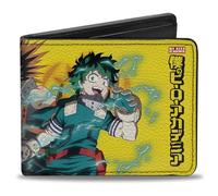 Buckle-Down My Hero Academia Wallet, Bifold, My Hero Academia Three Character Group Pose and Logo Yellow, Vegan Leather