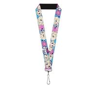Buckle-Down My Little Pony Lanyard, My Little Pony Pony Faces Flowers and Logo Blue Pinks White, Elastic