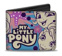 Buckle-Down My Little Pony Wallet, Bifold, My Little Pony Five Ponies Faces and Flowers Collage, Vegan Leather