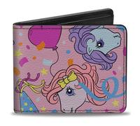 Buckle-Down My Little Pony Wallet, Bifold, My Little Pony Three Pony Confetti Party and Logo Multi Color, Vegan Leather