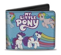 Buckle-Down My Little Pony Wallet, Bifold, My Little Pony Three Pony Rainbow Poses and Logo Multi Color, Vegan Leather