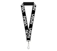 Buckle-Down NASA Text Lanyard Black White