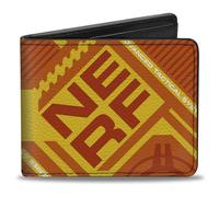 Buckle-Down Nerf Wallet, Bifold, Nerf Text and Target Icon Orange Red Yellow, Vegan Leather