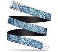 Buckle-Down Nickelodeon Belt, Seatbelt Buckle Belt, Blues Clues Blue Poses Scattered, Mens Womens Kids Adjustable, Blue's Clues, 1.5" Wide - Fits Pant Size 24-38