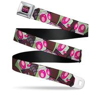 Buckle-Down Nickelodeon Belt, Seatbelt Buckle Belt, Invader Zim Close Up Poses Reds, Adjustable, Multi-color, 1.5"" Wide - Fits Pant Size 32-52