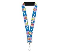 Buckle-Down Nickelodeon Lanyard, Invader Zim and GIR Poses and Planets Blue White, Elastic, Blue, 22" x 1"