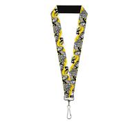 Buckle-Down Nickelodeon Lanyard, Teenage Mutant Ninja Turtles Shredder Pose and Icons Yellow, Elastic, Yellow, 44" x 1"