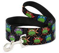 Buckle-Down Nickelodeon Pet Leash, Dog Leash, Ninja Turtles Expressions Battle Gear Gray Multi Color, 4 Feet Long 0.5 Inch Wide