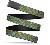 Buckle-Down Nickelodeon Unisex-Adult's Web Belt Ninja 1.25", Classic TMNT Expression & Pose Turtle Shell Collage Lavender, Wide-Fits up to 42" Pant Size