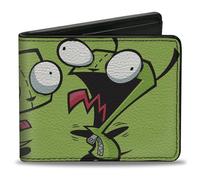 Buckle-Down Nickelodeon Wallet, Bifold, Invader Zim GIR Poses Green, Vegan Leather