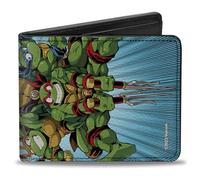 Nickelodeon Wallet, Bifold, Ninja Turtles Turtle Power Group Pose Rays Blues, Vegan Leather, Rays Blues, 4.0" x 3.5", Casual