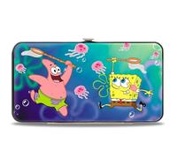 Nickelodeon - Wallet - Buckle-Down Hinge Wallet - Patrick Starfish & Spongebob Jellyfishing + Jellyfish Catch Pose Unisex-Adults